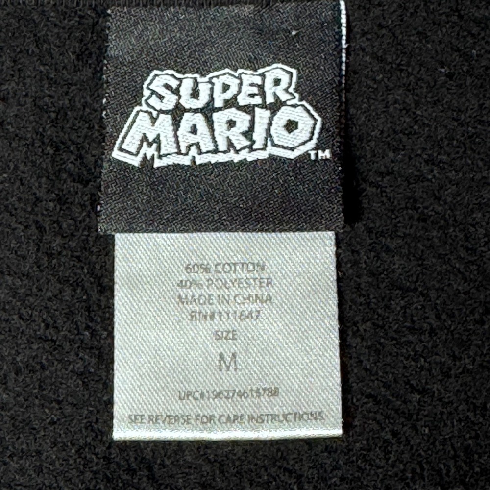 Nintendo Super Mario Bros Hoodie Mens Medium Black Graphic Pullover Sweatshirt - Picture 4 of 8
